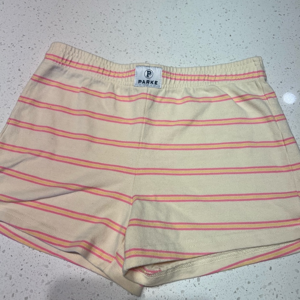 Parke Summerland peel&conch mini stripes cotton shorts size small